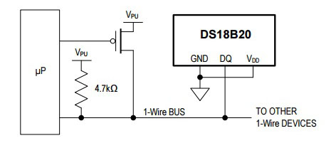 sensor temperatura ds18b20 circuito parasite power microcontrolador