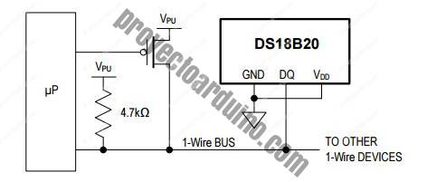 sensor temperatura ds18b20 circuito parasite power microcontrolador